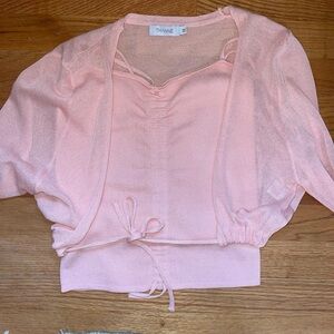 Pink two piece tank & sweater set.